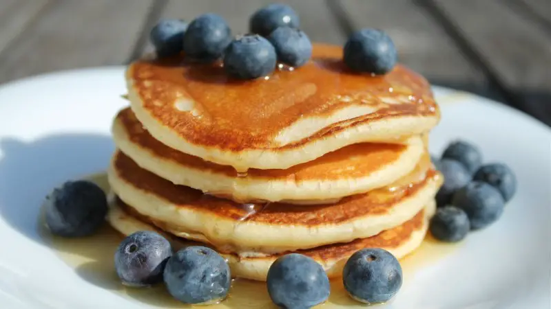 Pancakes with blueberry topping