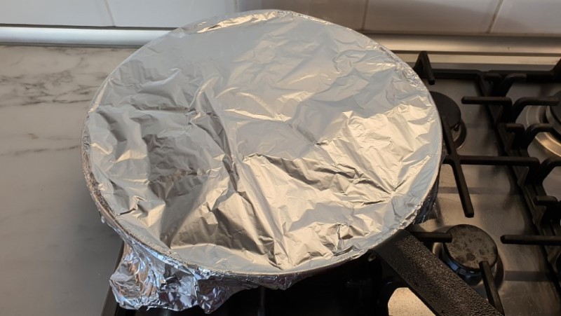 Ratatouile covered with aluminum foil